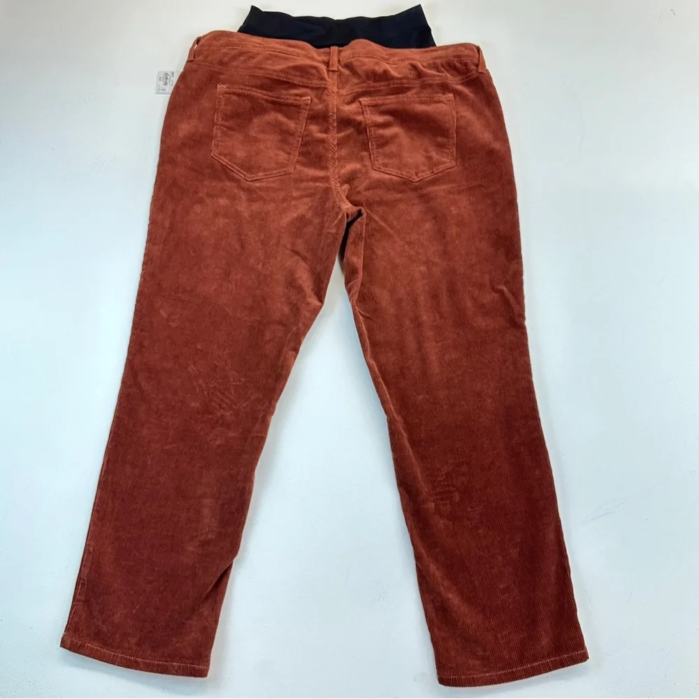 NWT Maternity Size 14 Brown Corduroy Ankle Pants with Belly Panel by Sonoma - Picture 4 of 11